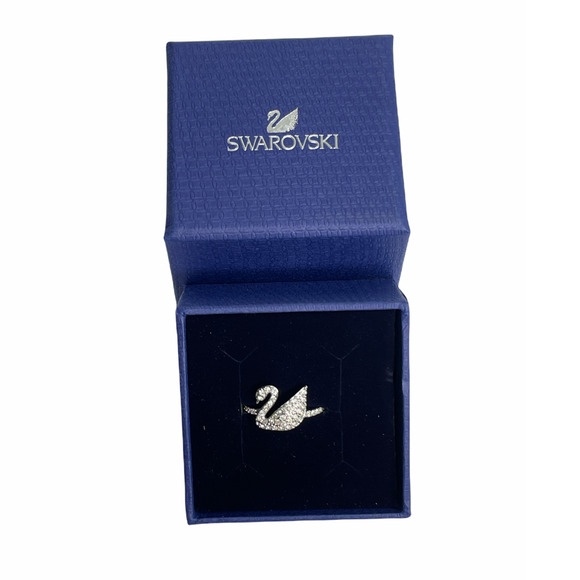 Swarovski Iconic Swan Clear Crystal Silver Rhodium Plated Ring size 52 / 6 - Picture 1 of 5